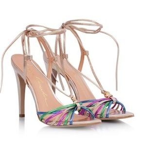 Luiza Barcelo Metallic Gold & Colors Strappy Heels